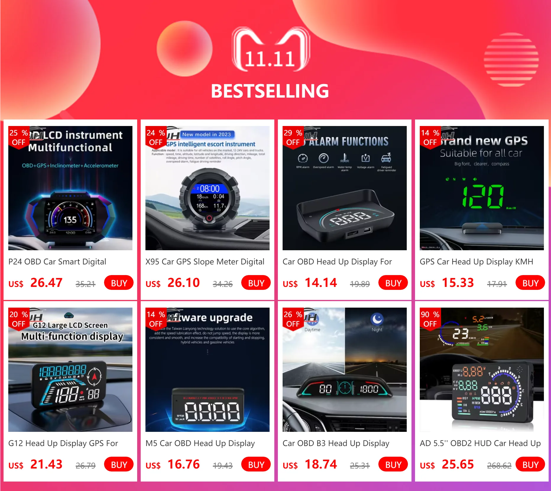 Car OBD/GPS B3 G3 Head Up Display Digital Speedometer Multifunctional HUD Display With Alarm Function Car Auto Accessories