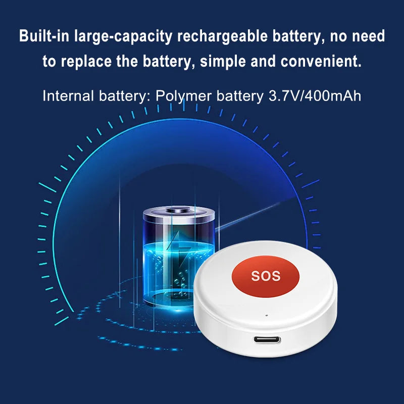 Smart Life APP WiFi SOS Emergency Button Tuya Home Security Elderly Children One Click Call Help Alarm Remote Notification