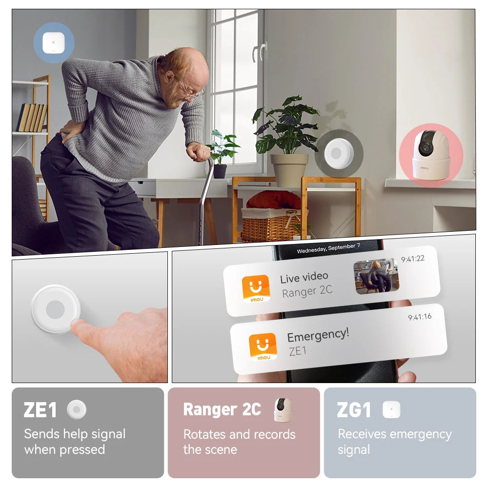 IMOU Home Wifi Alarm System Zigbee 3.0 Real Time App Push Motion Sensor Alarm Siren Window Door Sensor IP Camera Work with Alexa