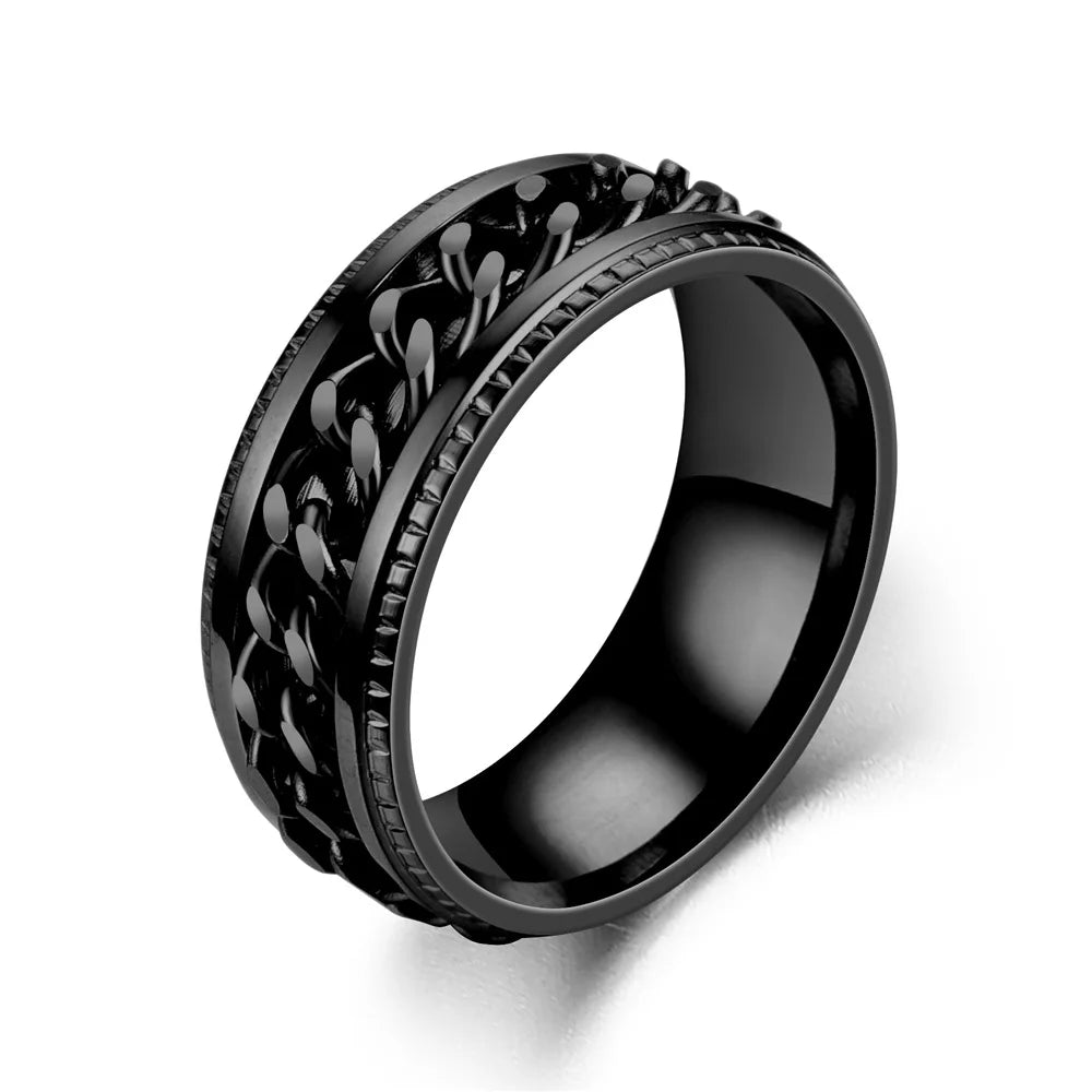 Titanium Steel Rotatable Chain Rings for Women Men Spinner Ring Multifunctional Chain Ring Men Bottle Opener Ring Jewelry Gifts