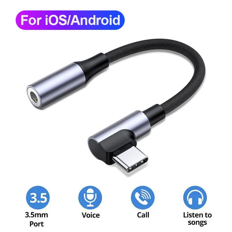 USB C to 3.5mm Headphone Adapter for iPhone Sumsang Huawei Xiaomi Redmi Poco Pixel 3.5mm Jack Earphone AUX Audio Adapter Cable