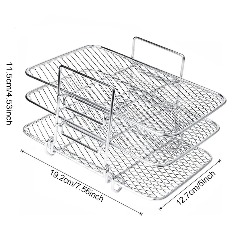 Air Fryer Universal Accessories Metal Oven Air Fryer Racks For Baking Stackable Grill Skewer Rack Fit All Airfryer 4.2Qt - 5.8Qt