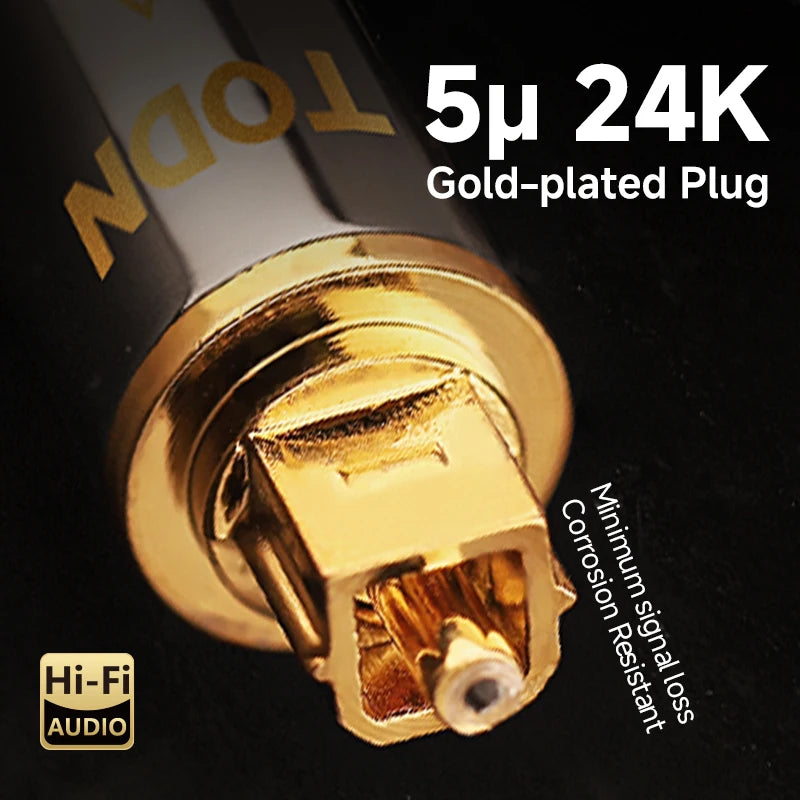 TODN HiFi Optical Audio Cable Digital Fiber Optical Toslink S/PDIF Gold Plated Plug Surround Sound System for TV, PS4, Xbox, CD