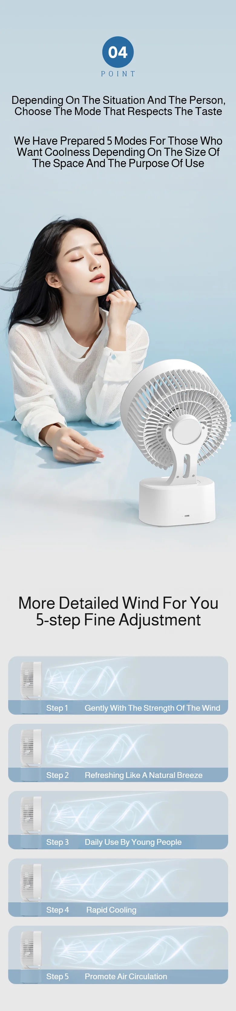 Cooling Home Desktop Shaking Head USB Charging Fan Air Circulation Intelligent Voice Timing Fan Home&dormitory Desktop Fan