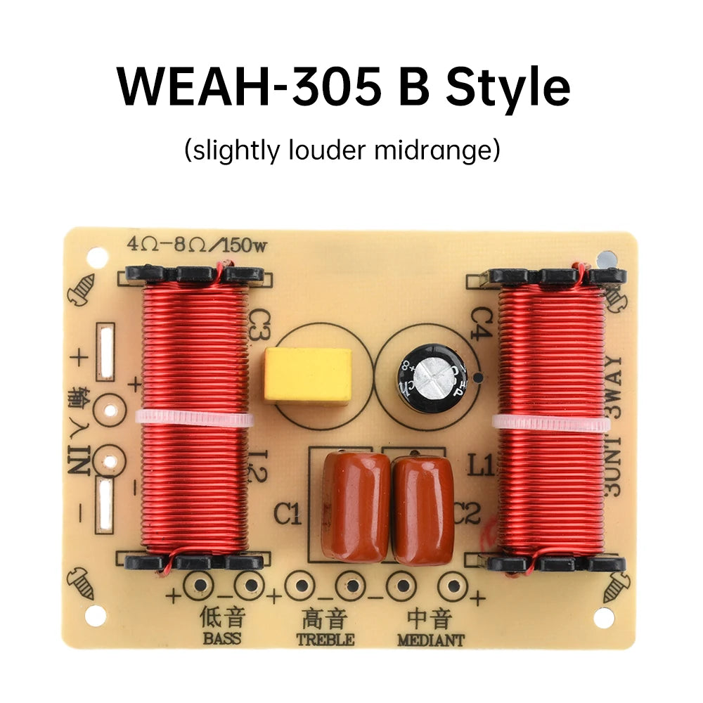 3 Way 150W Hi-Fi Audio Speaker Crossover Treble Midrange Bass Independent Crossover Home Speakers Filter Frequency Divider