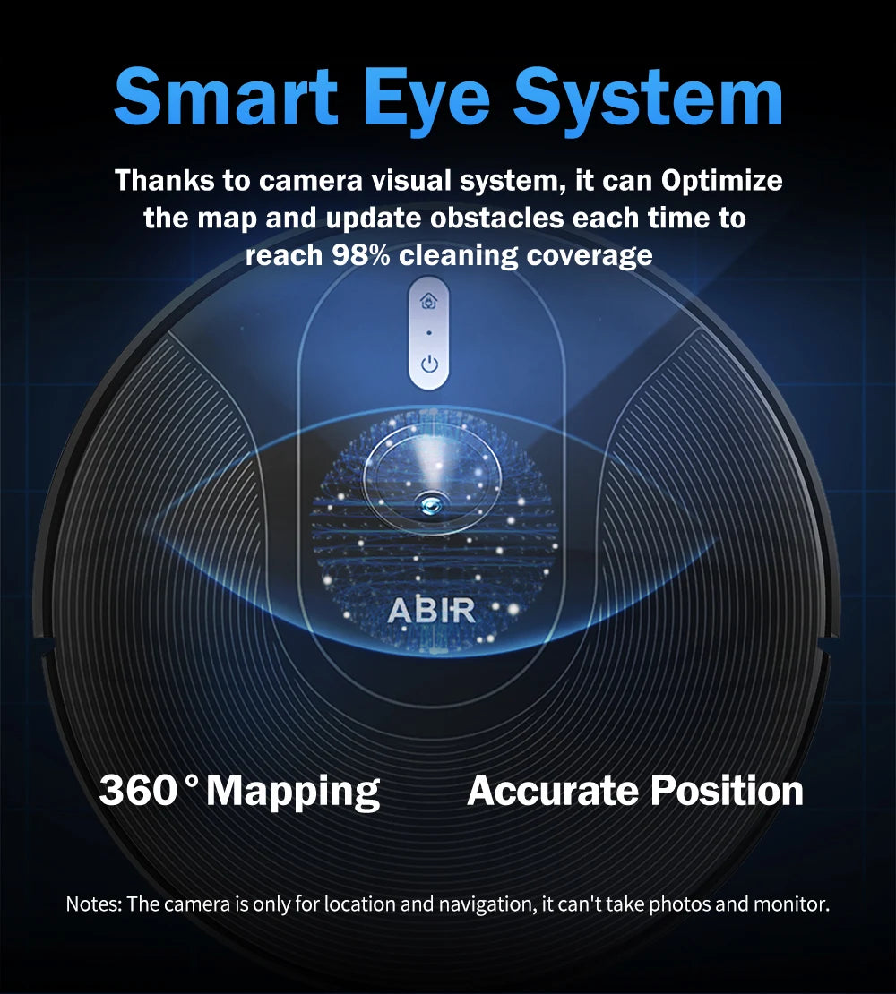 Robot Vacuum Cleaner ABIR X6 ,Visual Navigation,APP Virtual Barrier,6000PA Suction,Smart Home Mop,Floor Carpet Washing Tool