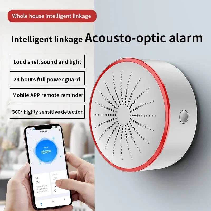 Tuya WiFi Zigbee Smart Siren Alarm 100db Speaker Sound & Light Alert Detector App Control Works With Alexa For Home Security
