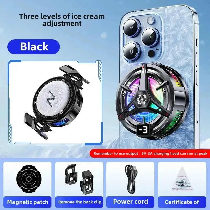 Magnetic Phone Cooler for PUBG Mobile Semiconductor Freeze Tech Digital Temp Display Back Clip Design Freeze Cooling