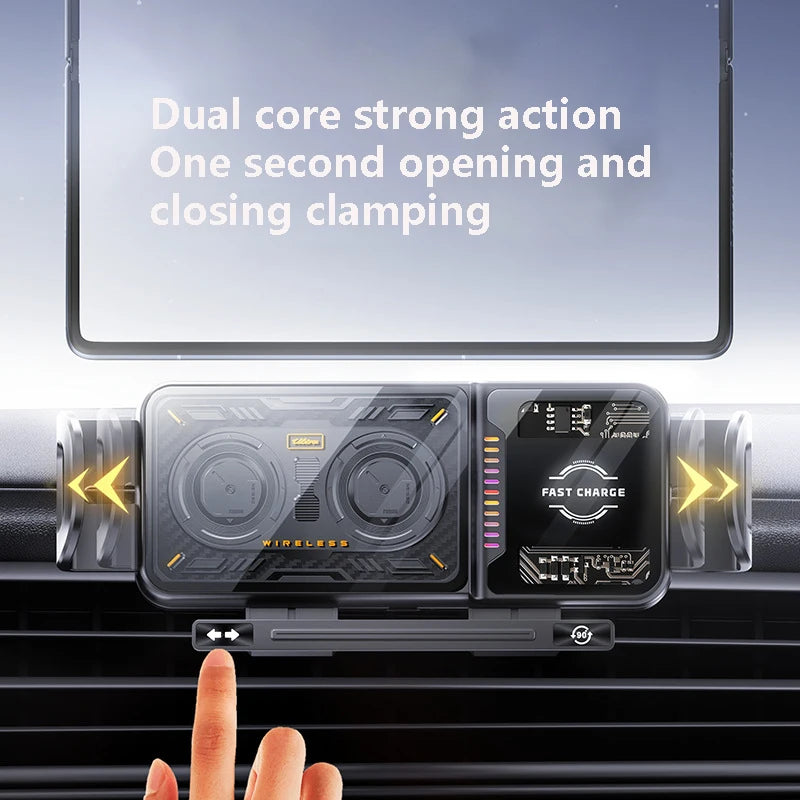 High Intelligent Mobile Phone/Pad Holder, Magnetic Phone Holder for Car, 2 in 1 Auto Rotating Phone Holder, Wireless Car Charger