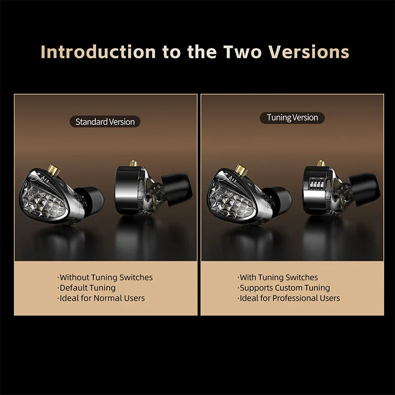 KZ ZA12 Hybrid dynamic balanced armature IEM earphones HiFi Bass wired headphone Noise Cancelling Earbuds in ear Monitor Headset