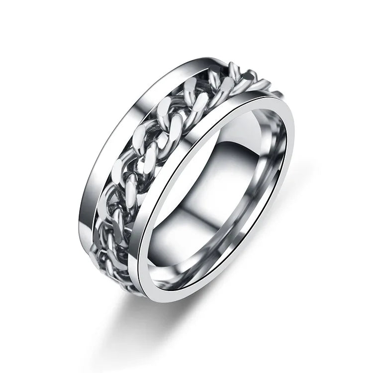 Titanium Steel Rotatable Chain Rings for Women Men Spinner Ring Multifunctional Chain Ring Men Bottle Opener Ring Jewelry Gifts
