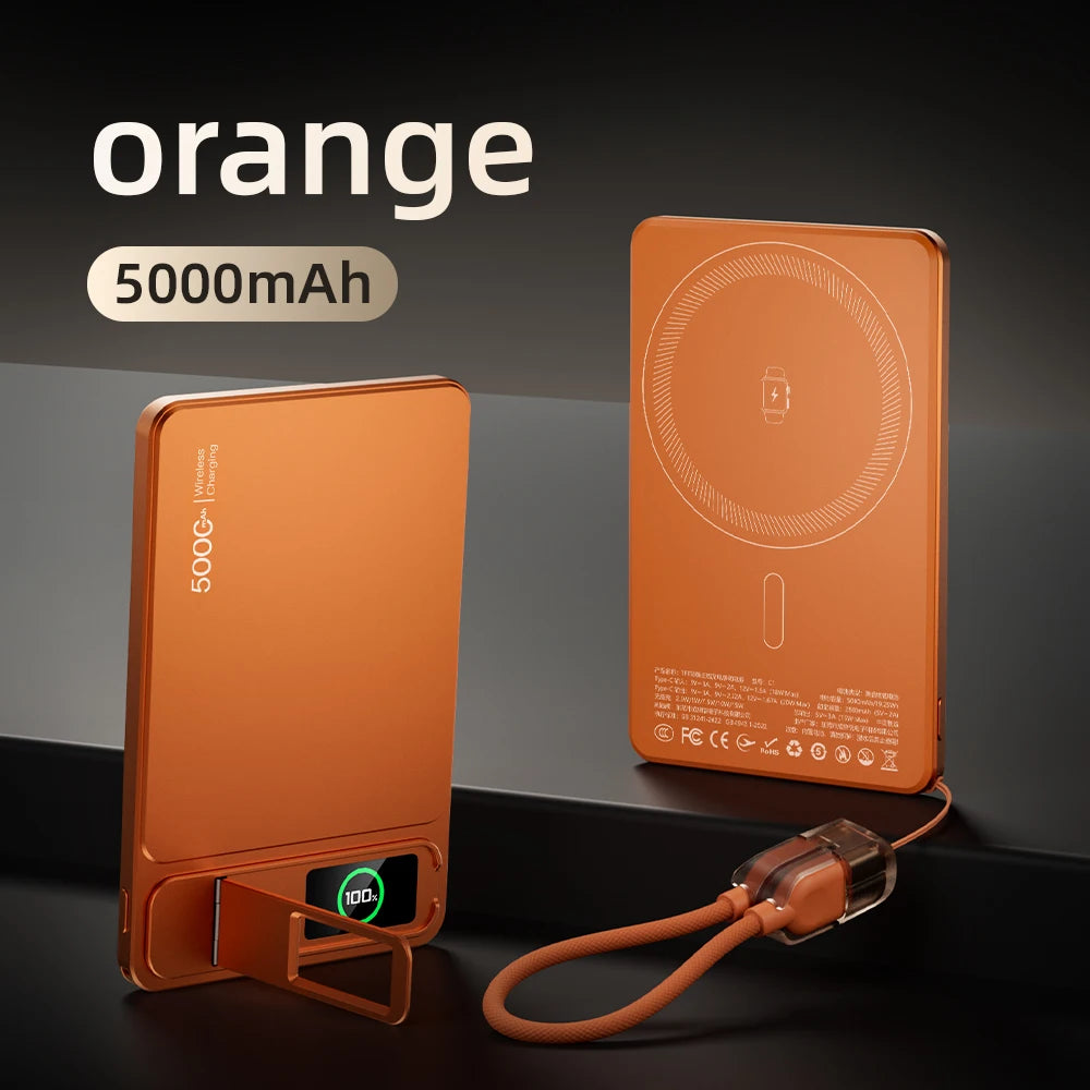 3 In 1 Magnetic Powerbank 15W Wireless Fast Charing With Intelligent TFT Screen External Battery For iPhone 12-17  Watch Airpod