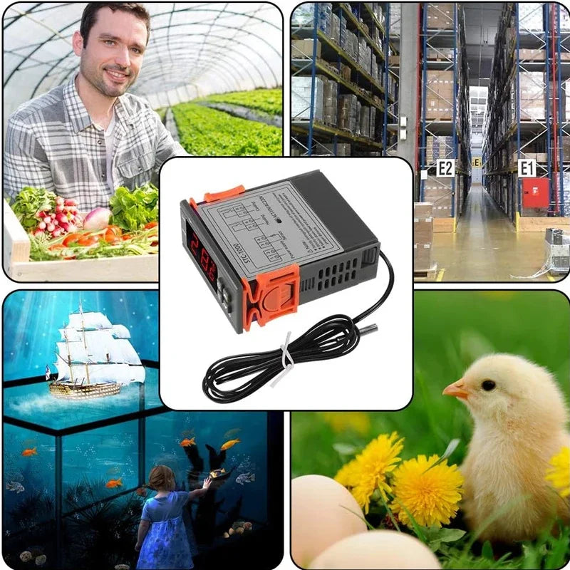 STC-1000 Digital LED Temperature Controller Heating Cooling Centigrade Thermostat 2 Relays Output with NTC Sensor Probe 12v 24v