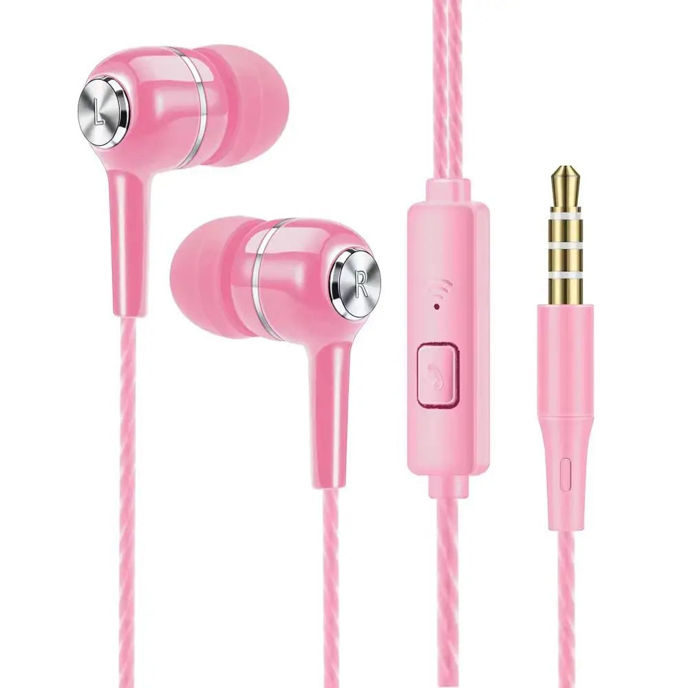 3.5mm Wired Headphones In Ear Headset Wired Earphones with Mic Bass HiFi Stereo Earbuds Sports In-line Control For Phones