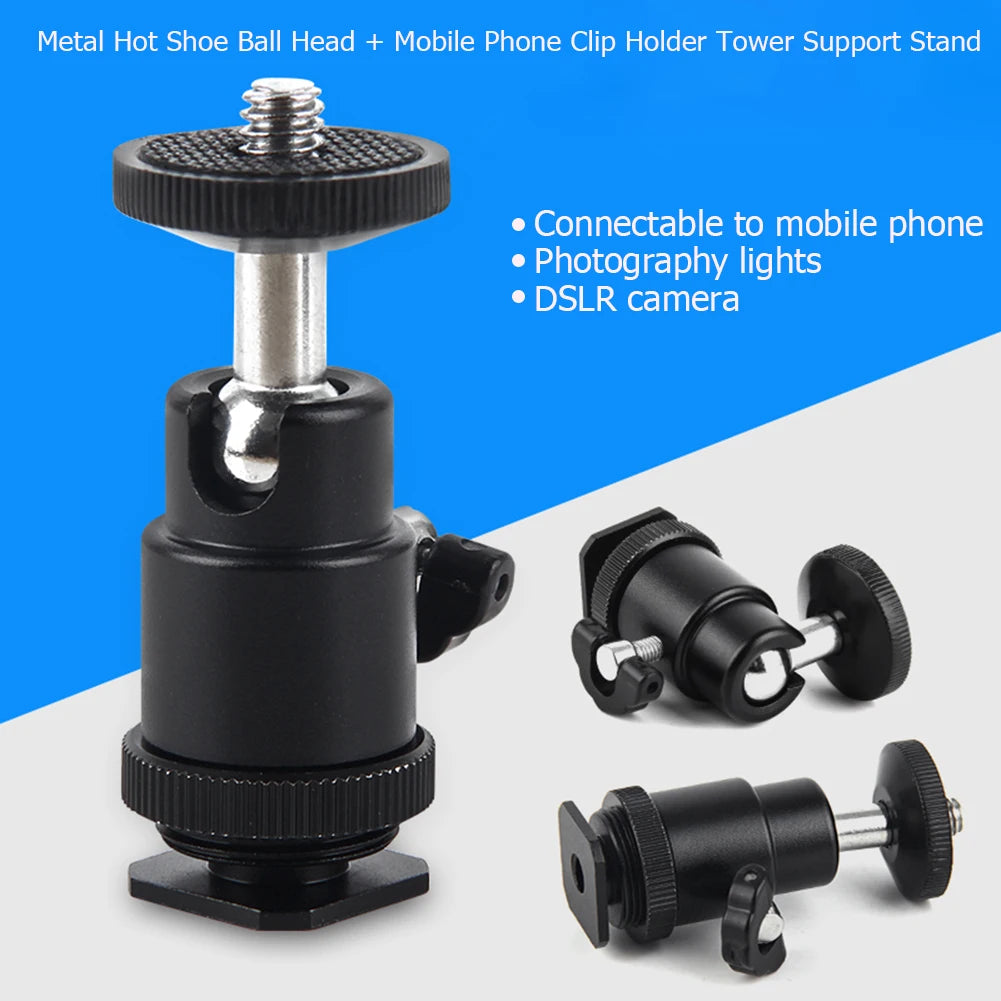 Universal Moblie Phone Clip Bracket Holder Mount 1/4 Screw Hot Shoe Phone Clip Tripod Monopod Stand for iPhone Samsung Xiaomi