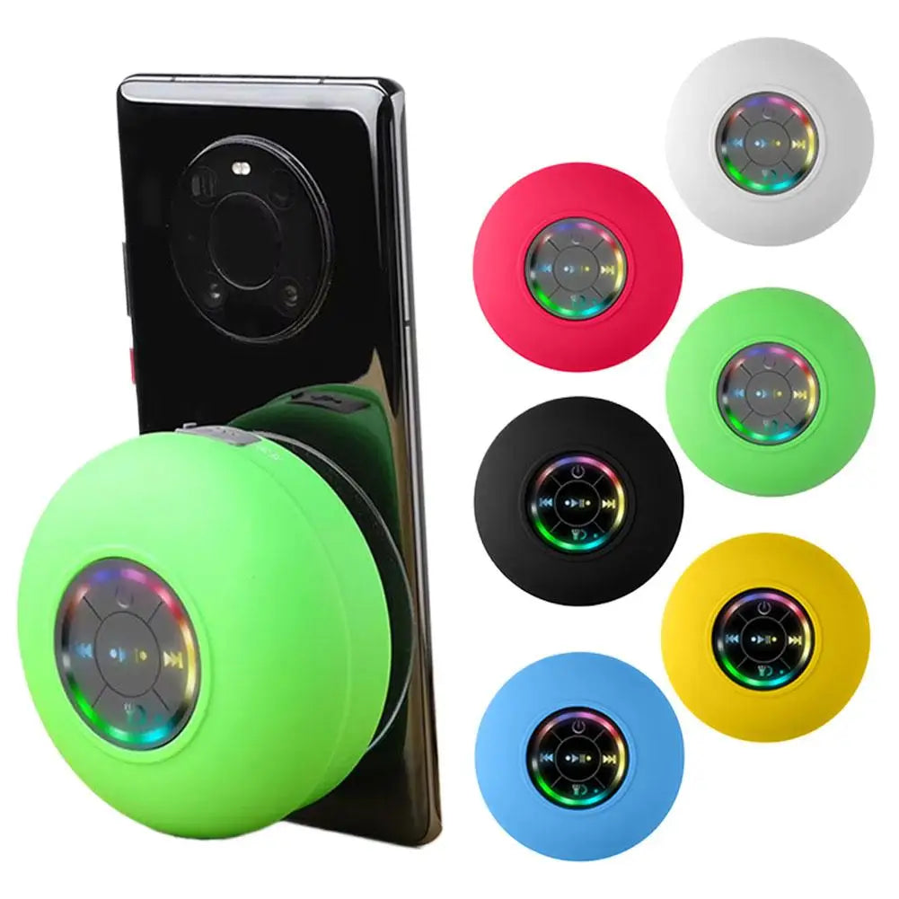 Bathroom Waterproof Bluetooth Speaker with RGB LED Light Mini Outdoor Travel Portable Wireless Shower Suction Cup Speakers