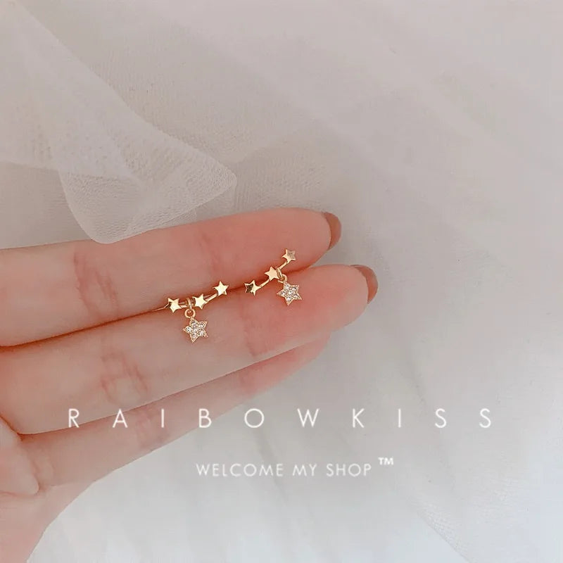 Tibetan Silver Mini Crystal Butterfly Sweet Stud Earrings for Women Flower Helix Cartilage Tragus Lobe Teen Ear Piercing Jewelry