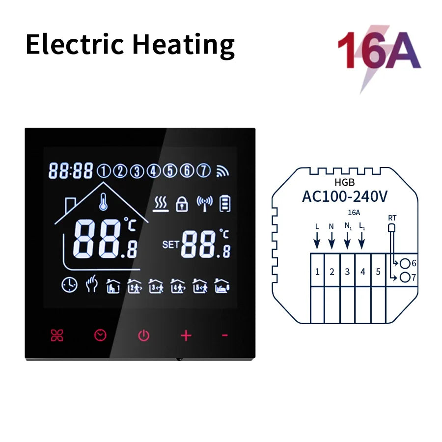 Tuya WiFi Smart Thermostat LCD Display Touch Screen For Floor Heating Electric/Water Gas Boiler Remote Control by Alexa Alice