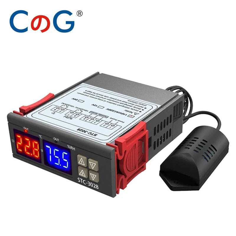 STC-3028 Dual Digital Temperature Humidity Controller 12V 24V 220V Thermoregulator Thermostat for Heating Cooling in Incubator