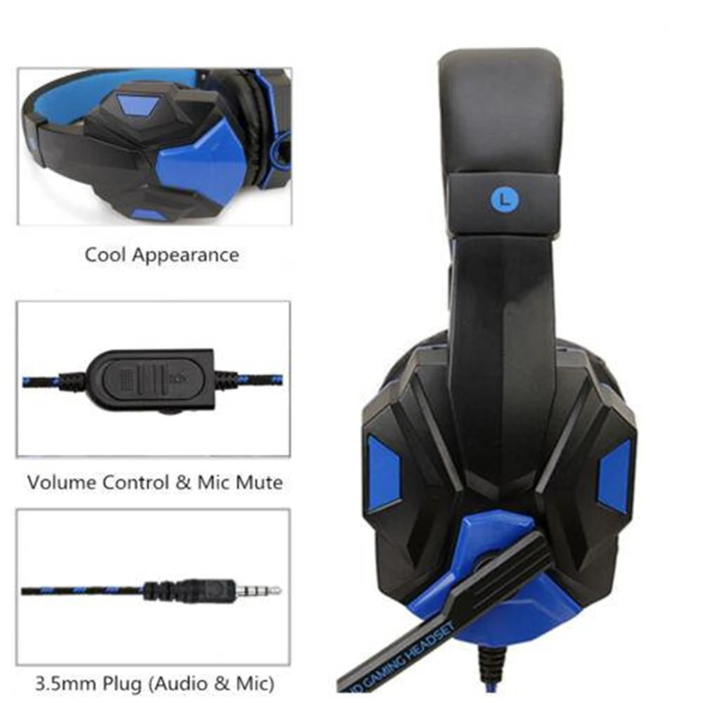 Gaming Headphones 3.5mm Wired PC Bass Stereo Gamer Headset Phone Laptop Earphone Helmet With Microphone For PS4 Xbox One Switch