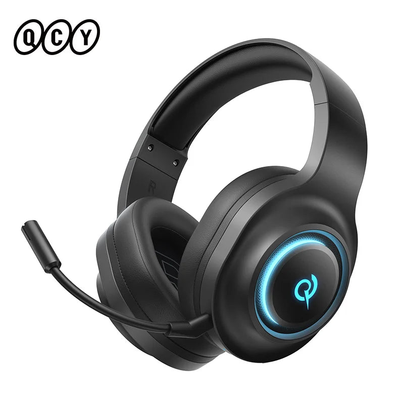 QCY Heroad V200 Gaming Headset Bluetooth 6.0 with Mic 50mm Driver 7.1 Surround Sound RGB Over Ear Headphones for PC Laptop PS4/5