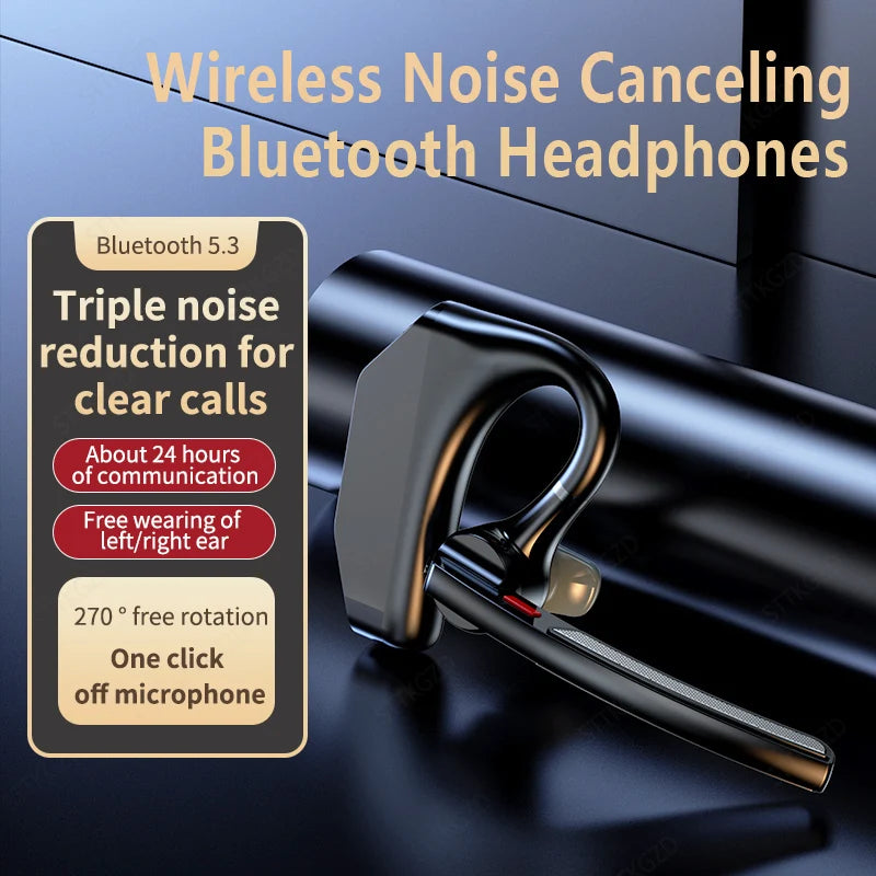 Wireless Headphones With Dual Microphon Bluetooth Earphone ENC Noise Cancelling Hands-free Headset Busines Auriculares Driving
