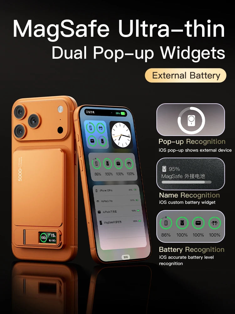 3 In 1 Magnetic Powerbank 15W Wireless Fast Charing With Intelligent TFT Screen External Battery For iPhone 12-17  Watch Airpod