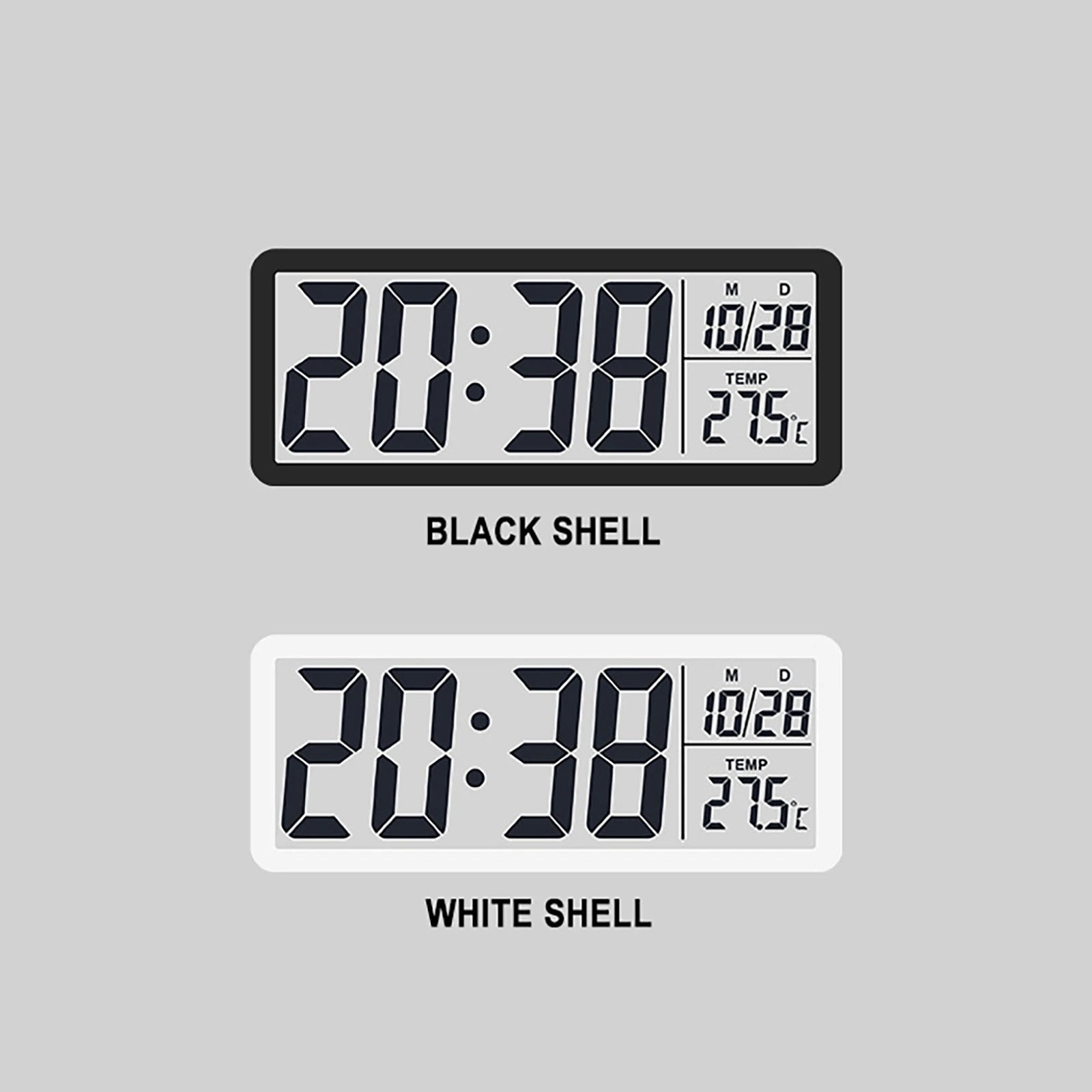 Digital Wall Clock Electronic Wall Mounted LCD Disply Clocks Multifunctional Temperature and Time Week Display Battery Powered