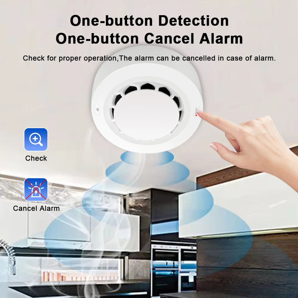 Tuya Smoke Detector WiFi Smoke Sensor Photoelectric Sensor Fire Alarm Kitchen Security System Work With Smart Life APP