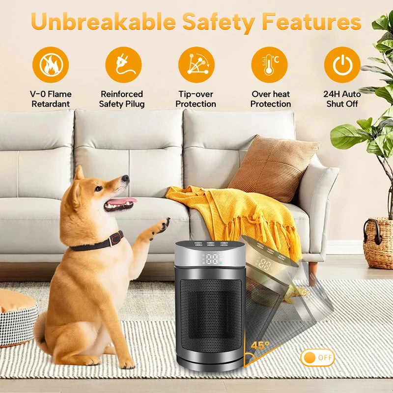 Electric Heater 1500W Space Heater Indoor Energy Saving Hot Air Heater With Remote Control Timer Warmer For Office Home