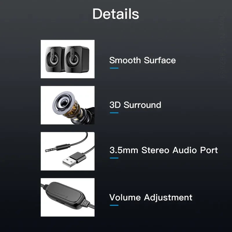 Stereo Speaker For Desktop Computer Laptop PC Notebook Wired Mini Home Musical Music Sound Box Caixa De Som Portable Altavoces