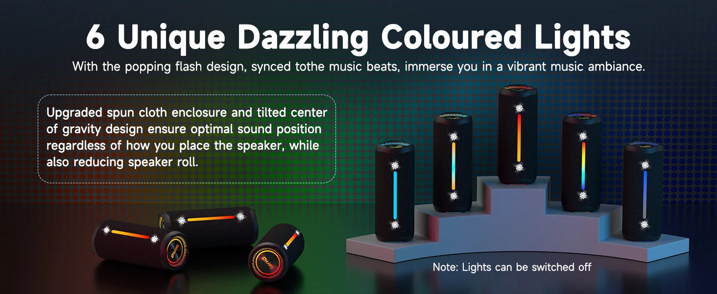OHAYO Portable Bluetooth Speakers Wireless Loud Stereo Sound IPX7 Waterproof Outdoor Portable 35W Super Bass Speaker for Party