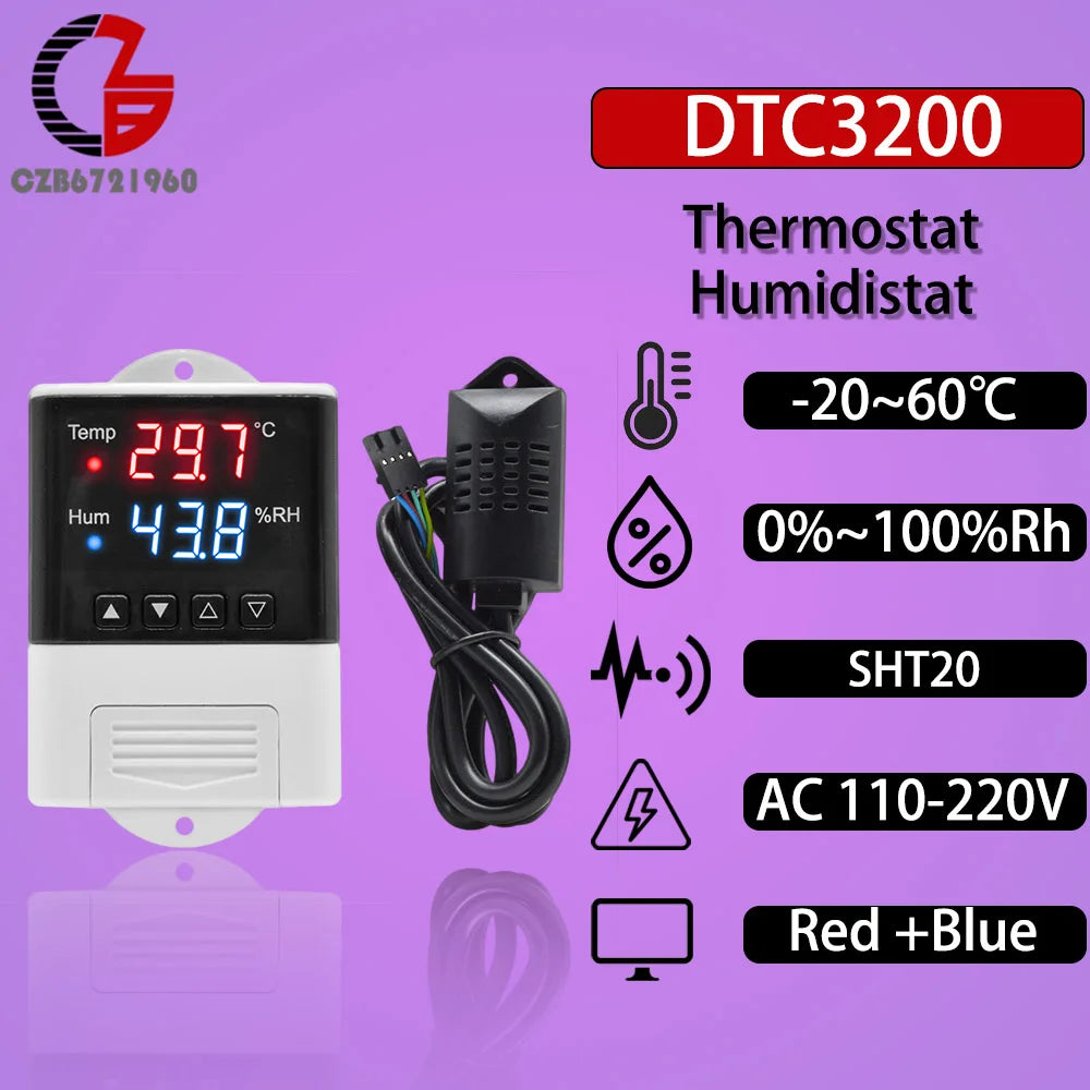 Wifi Thermostat Humidistat 12V 110V 220V Digital Temperature Humidity Controller Regulator Auto Car Incubator Thermoregulator