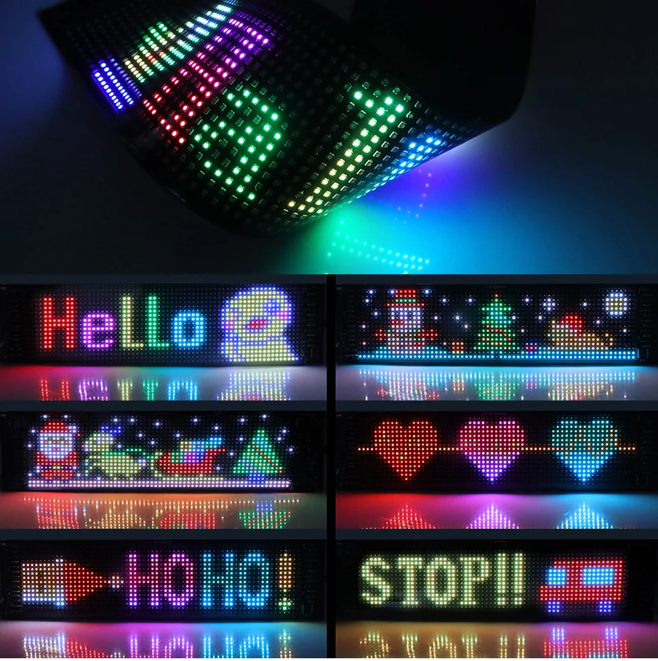 Smart Pixel LED Advertising Sign Scrolling Display Panel Screen BT APP Control USB 5V DIY Image Text Pattern Animation Creative