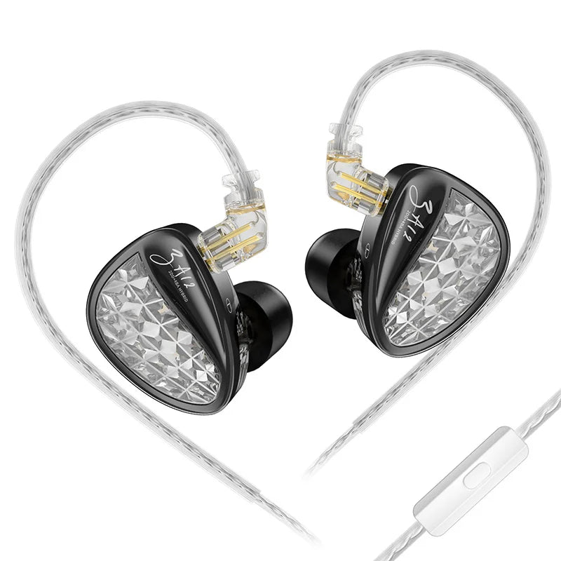 KZ ZA12 Hybrid dynamic balanced armature IEM earphones HiFi Bass wired headphone Noise Cancelling Earbuds in ear Monitor Headset
