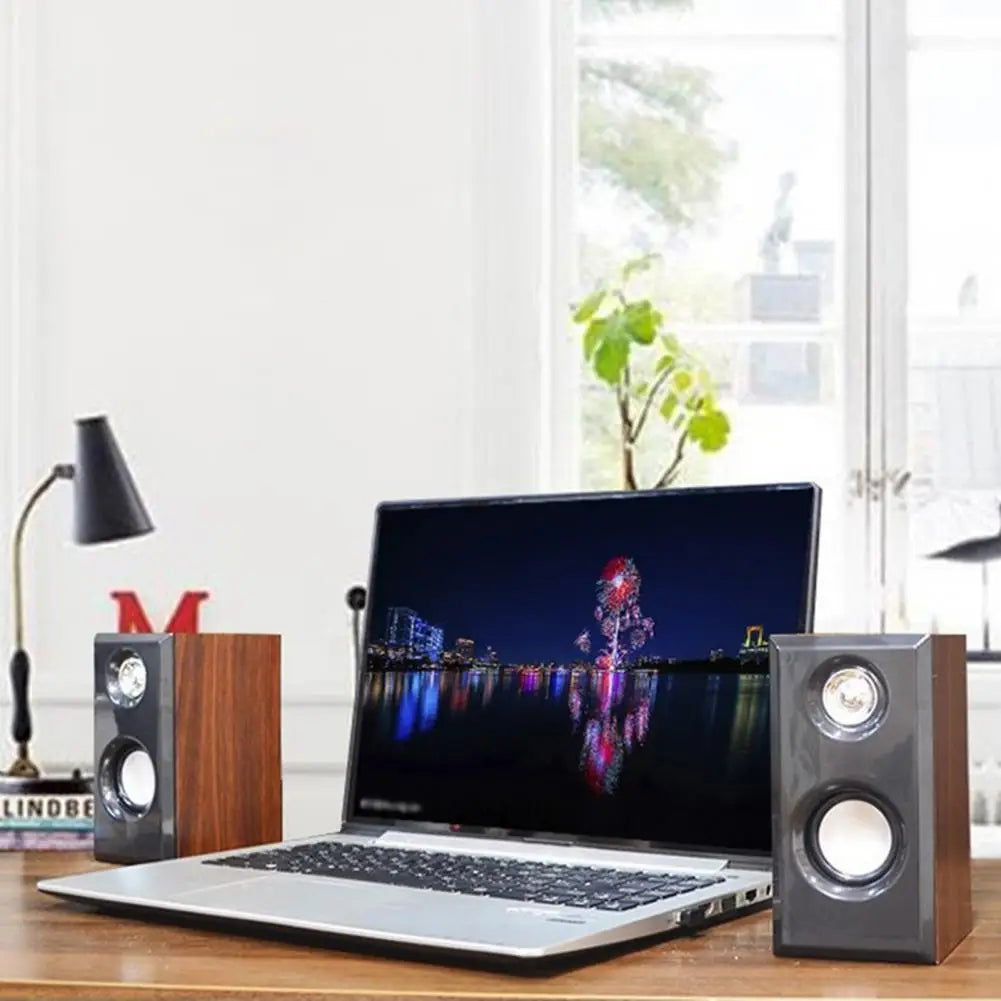 USB Wired Wood Speakers Bass Stereo Subwoofer Sound Box 3.5mm AUX Input USB Power Computer Speakers For Desktop PC Smart Phone