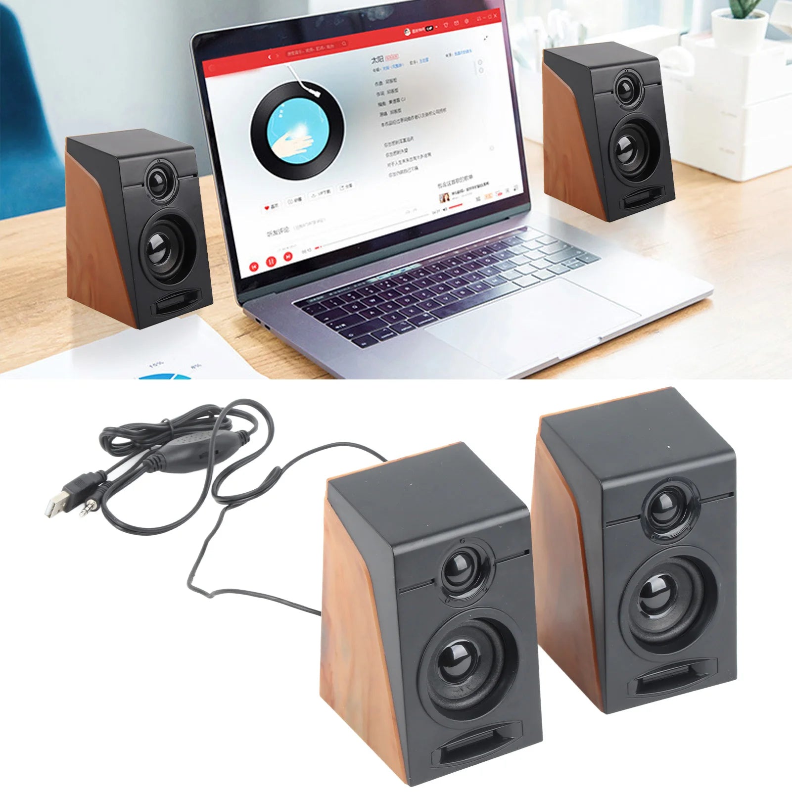 PC Speakers HiFi Deep Bass Adjustable Volume Plug and Play Desktop Speakers for TVs Computers Laptops Phones new