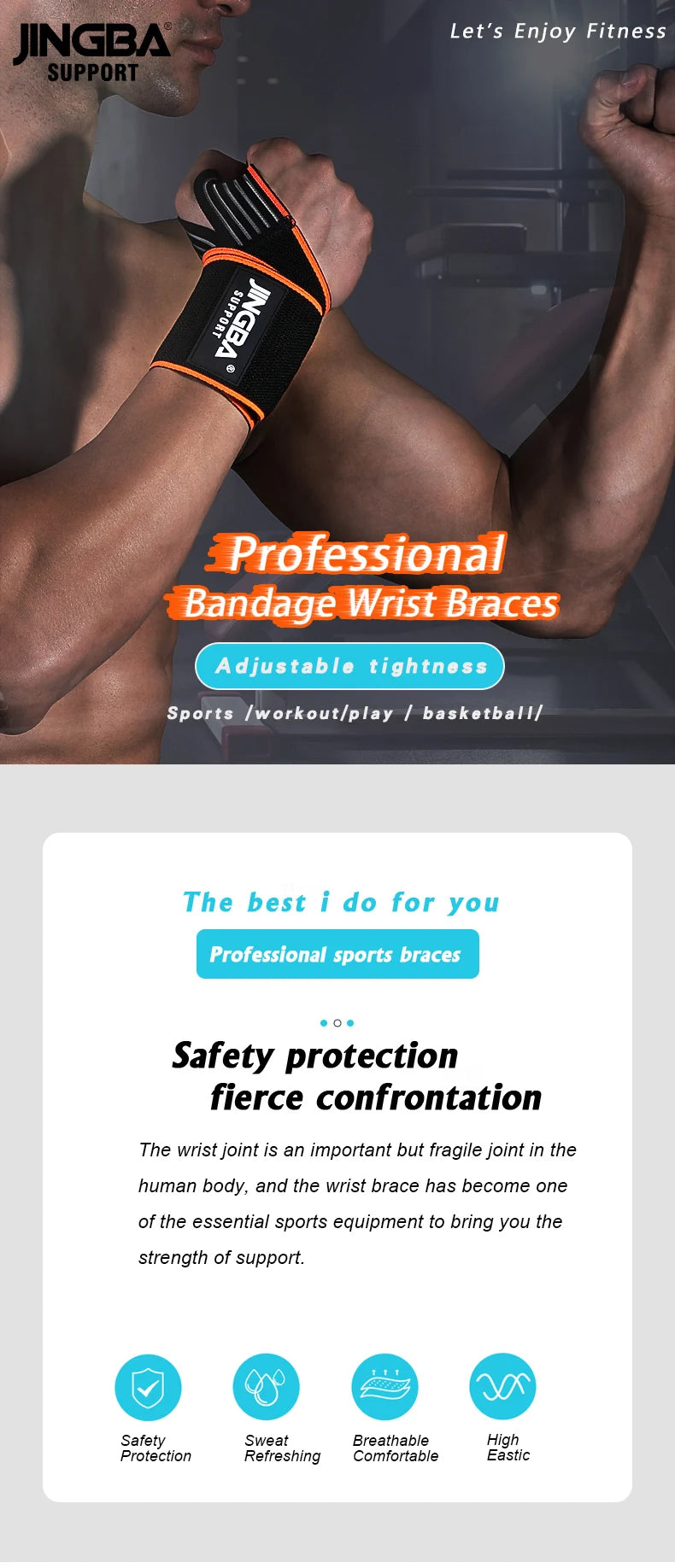Fitness Wrist Wraps Weight Lifting Gym Wrist Straps Cross Training Padded Thumb Brace Strap Power Hand Support Bar Wristband