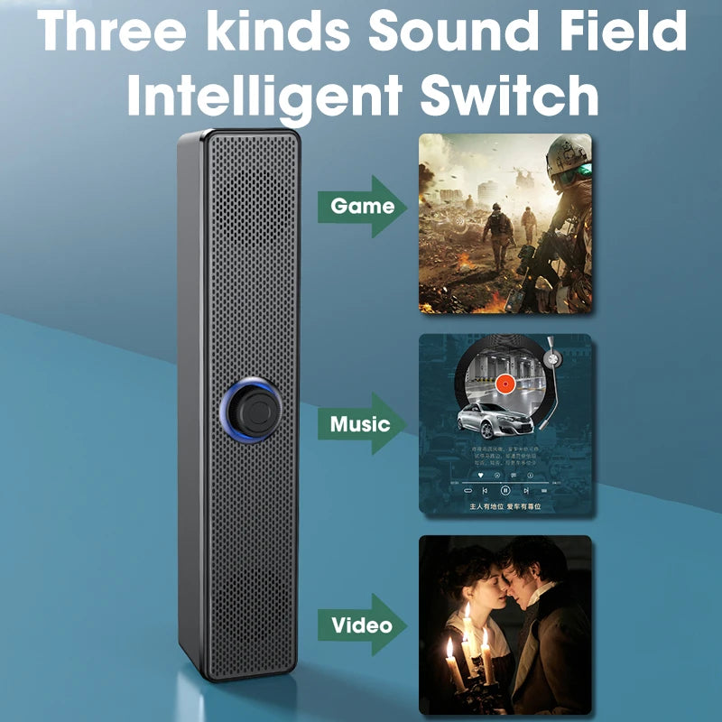 PC Soundbar Wired/Wireless Bluetooth Speaker 4D USB Powered Soundbar for TV Pc Laptop Gaming Home Theater Surround Audio System