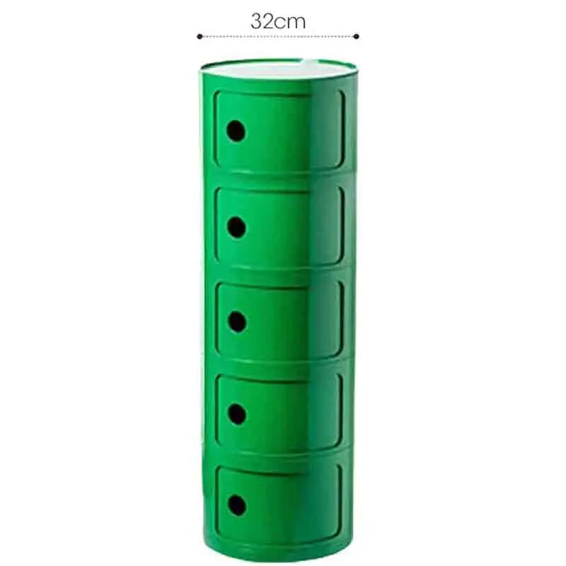 Plastic Round Nightstand Bedside Table Cabinet with Sliding Doors Round Storage Bedside Cabinet Nightstand  for Living Bedroom