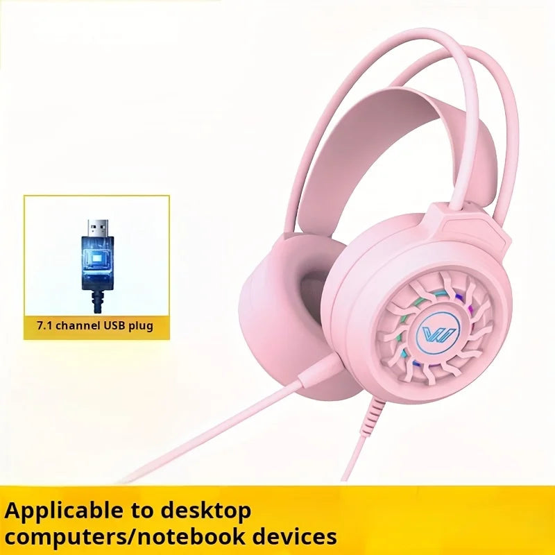 New Wired Gaming Headphones With Microphone LED Light Surround Sound Portable Audio Headphone For Computer Professional Head