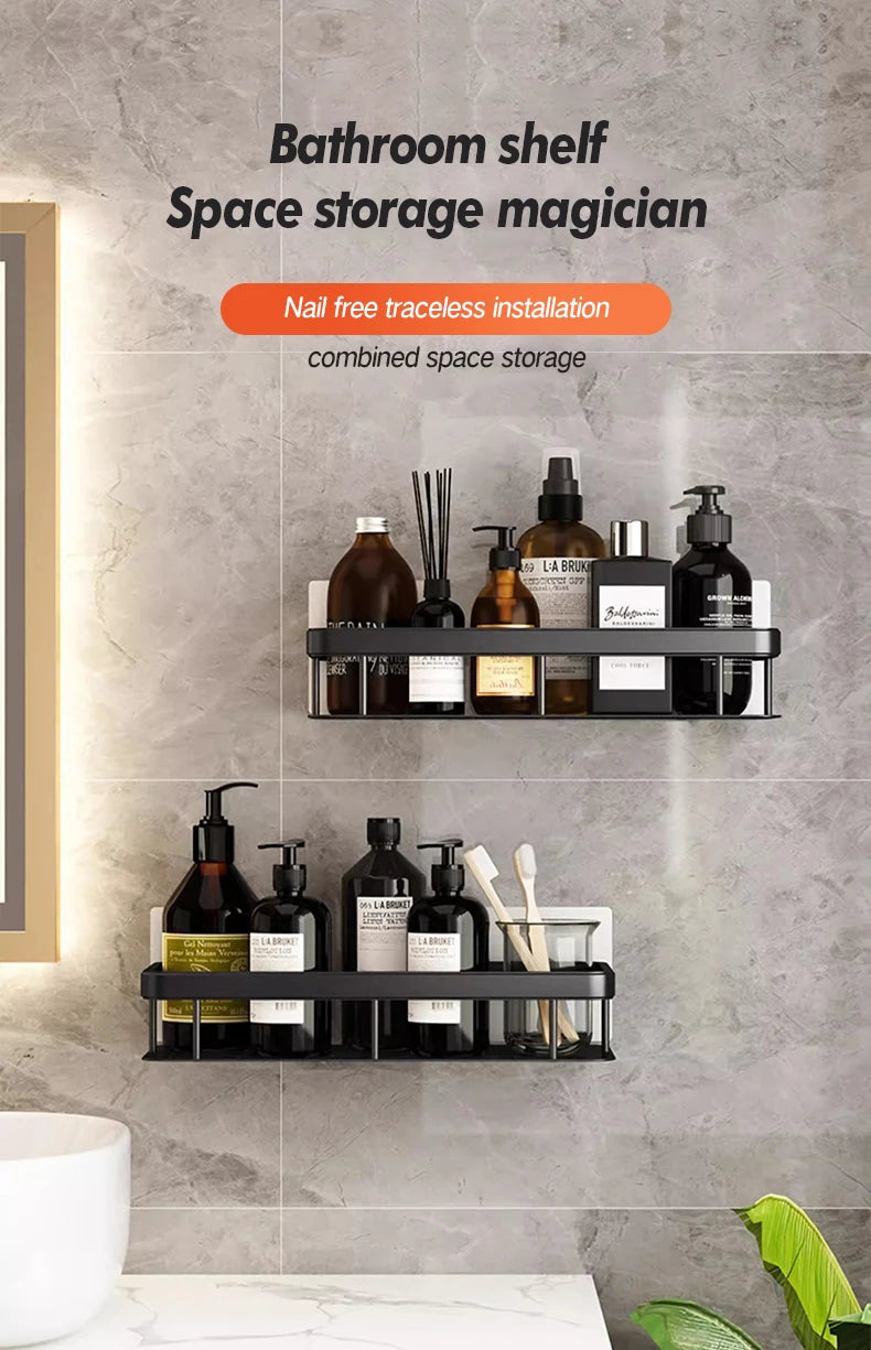 Bathroom Storage Rack Stainless Steel Anti Rust Storage Shower Rack Suction Cup Storage Rack Household Storage Appliances