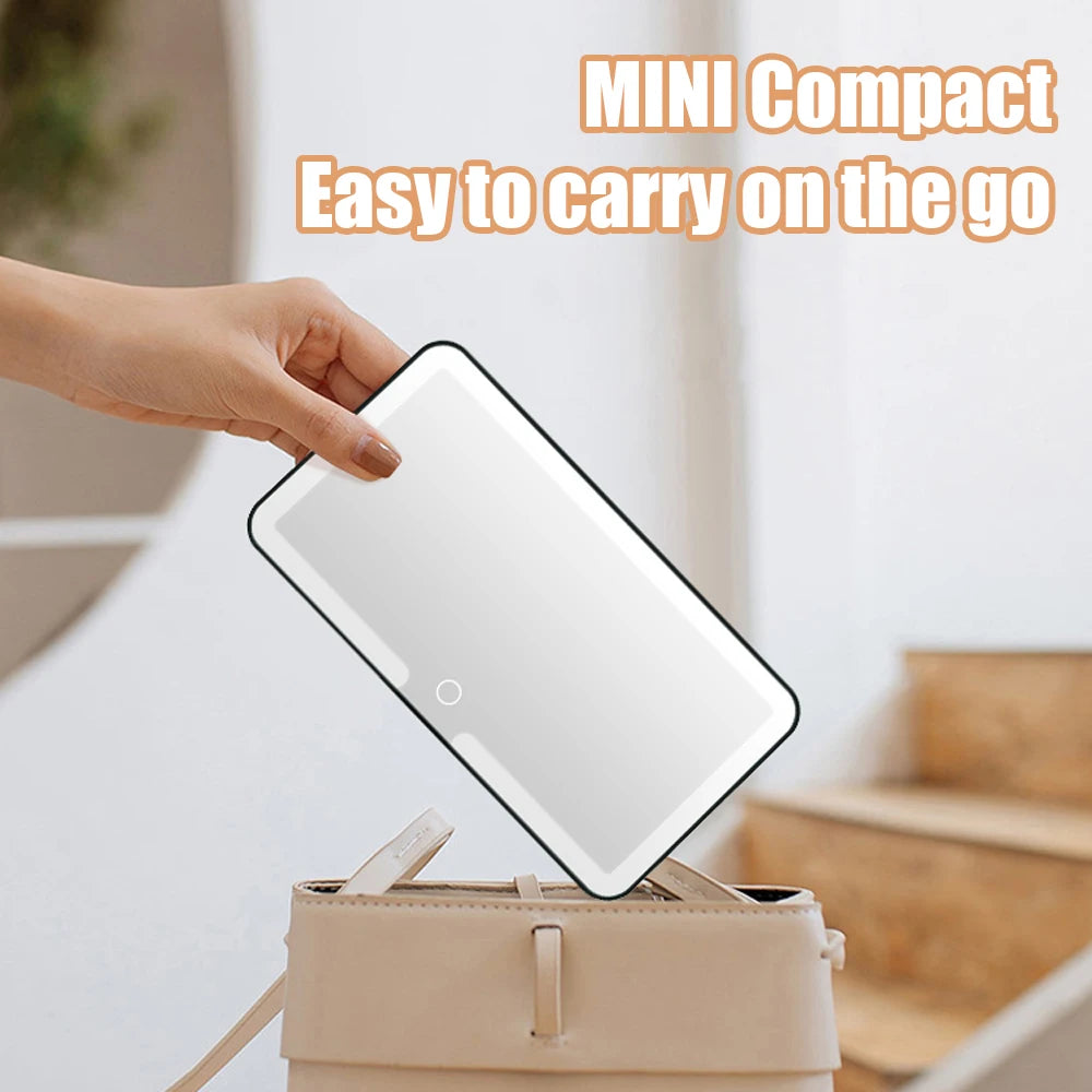 1pc Car LED Makeup Mirror HD Mirror Three Gear Adjustment Sun Visor Plate Interior RearMirror Dimmable Auto Vanity Mirror