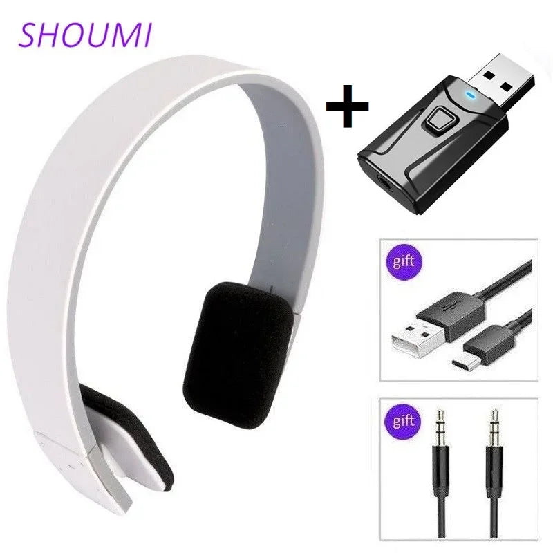 Sport Headphones HD Noise Cancelling Earphone Wireless Headset with Bluetooth USB TV Adaptor HiFi Deep Bass Sound for TV
