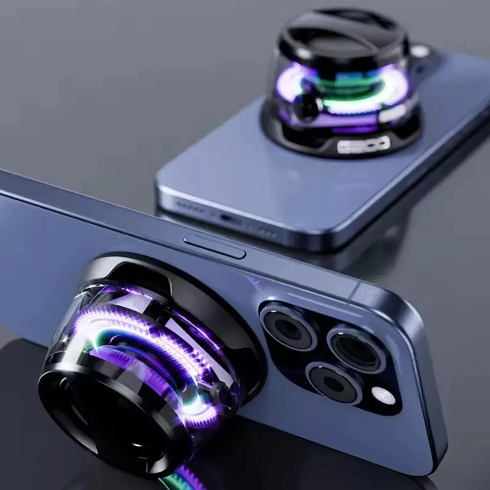 Outdoor Magnetic Bluetooth5.3 Speaker Wireless Portable Mini Travel Stereo Speaker with RGB Color Light and Phone Holder for Ios