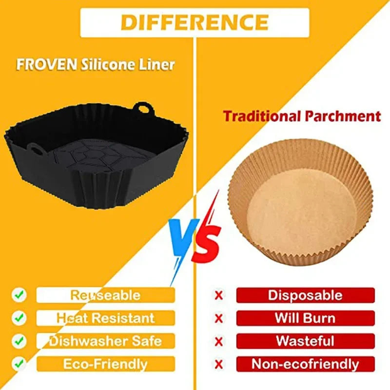 Air Fryer Oven Baking Tray Silicone Tray Fried Chicken Pizza Mat Oilless Silicone Pan Air Fryer Accessories for Kitchen Baking