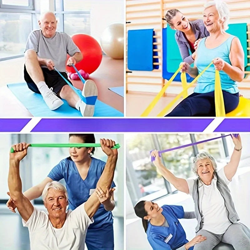 4 Pack Yoga Resistance Bands: TPE Elastic Stretch Bands for Physical Therapy, Fitness, Yoga, Pilates, Rehabilitation, and Stren