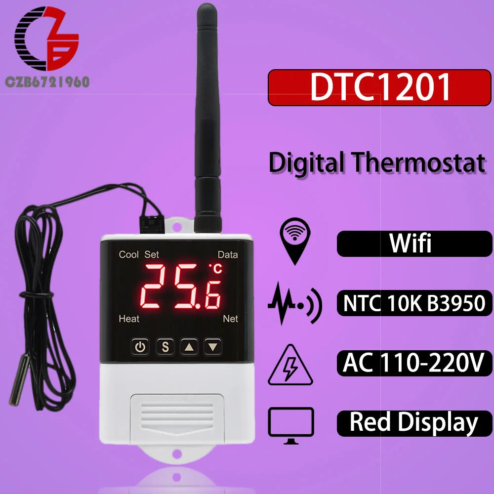 Wifi Thermostat Humidistat 12V 110V 220V Digital Temperature Humidity Controller Regulator Auto Car Incubator Thermoregulator