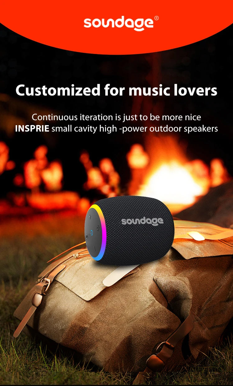 Soundage Portable Wireless Bluetooth Speaker 360 Degree Stereo Surround Subwoofer IPX6 Waterproof Support TF TWS Speaker