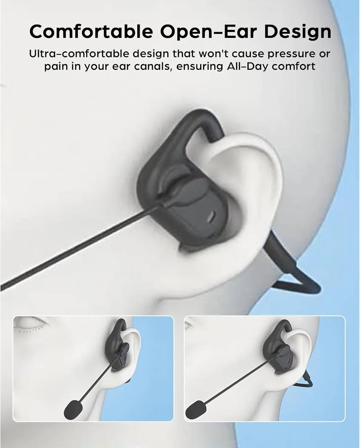Open Ear Headphones Type-C Air Conduction Hifi Sound Gaming Headset with DSP Noise Reduction Earphones Microphone for Phone PC